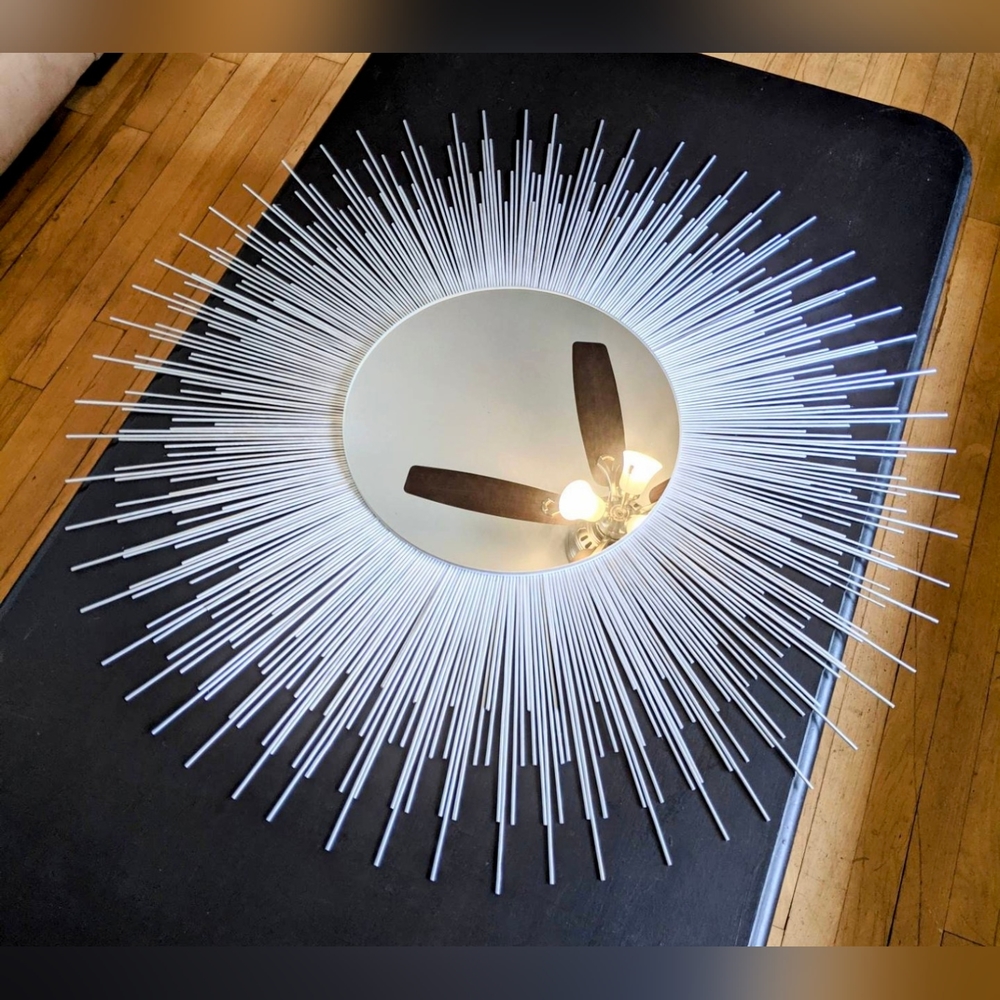 Glamorous 35” SILVER Sunburst Mirror Decorative Wall Mirror